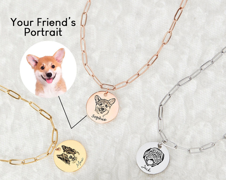 Custom Pet Memorial Portrait Necklace